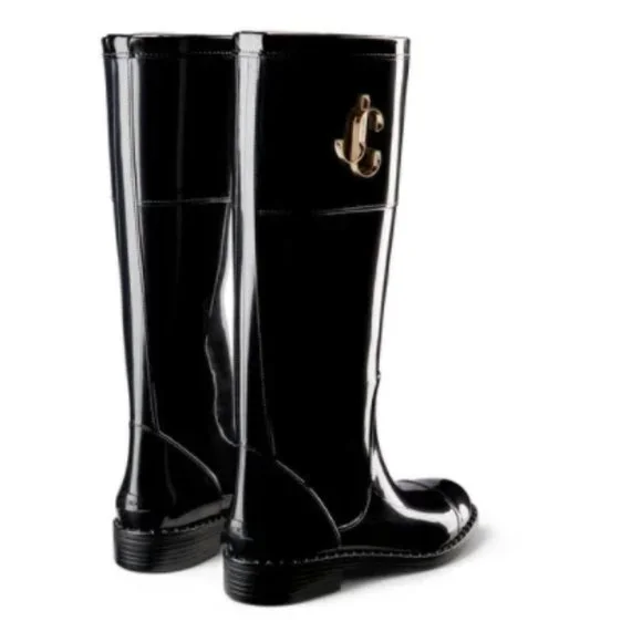 JIMMY CHOO TPU Rubber Edith JC Rain Boots Black - Picture 3 of 8
